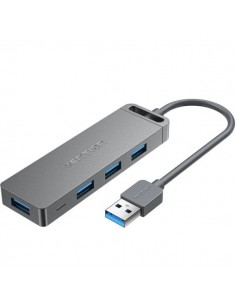 Vention Hub USB 5 en 1 - 4xUSB-A - Micro-USB - Cable USB-A - Velocidad hasta 5Gbps - Color Gris