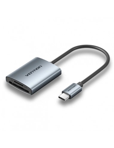Vention Lector de Tarjetas TF y SD - Cable USB-C 3.0 de 15cm - Aluminio - Color Gris