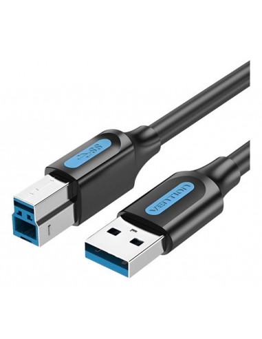 Vention Cable de Impresora - Longitud 1.5m - USB-A - USB-B 3.0 - Transferencia hasta 5Gbps - PVC - Acabado Niquelado - Color