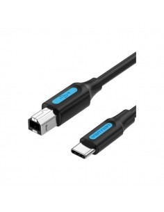 Vention Cable de Impresora - Longitud 3m - USB-C - USB-B - Transferencia hasta 480Mbps - PVC - Acabado Niquelado - Color Negro