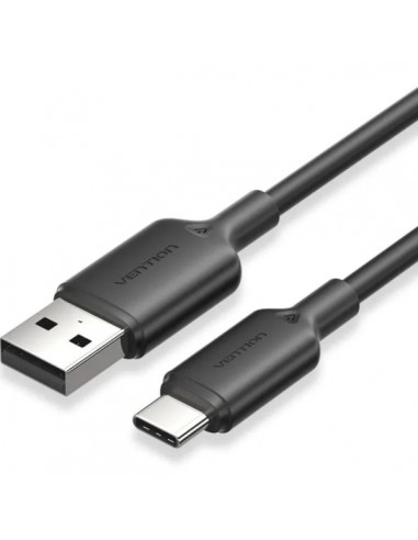 Vention Cable USB 2.0 - Potencia hasta 60W - Longitud 1m - USB-A - USB-C - Velocidad hasta 480Mbps - Color Negro