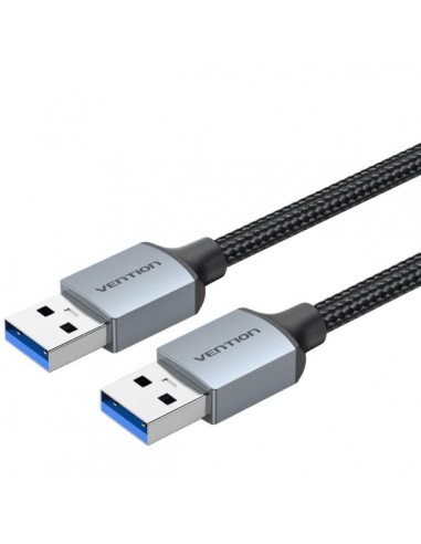 Vention Cable USB-A 3.0 - Longitud 2m - Velocidad hasta 5Gbps - Chaqueta Trenzada de Algodon - Color Gris