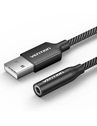 Vention Adapatador de Audio - Jack 3.5mm Hembra - USB-C Macho - Chaqueta Trenzada de Algodon - Cable 25cm - Aluminio - Color