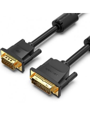 Vention Cable Conversor DVI Macho a VGA Macho - Full HD - Longitud 2m - Blindaje Multicapa - PVC - Color Negro