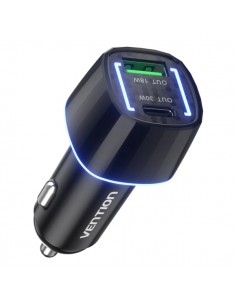 Vention Cargador de Coche para Smartphone - 48W - USB-C - USB-A - Power Delivery 3.0 - Qualcomm 3.0 - Color Negro