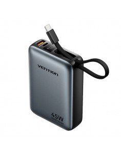 Vention Mini Powerbank de 20000mAh - Potencia de Salida hasta 45W - Cable USB-C Integrado - Power Delivery - USB-A -