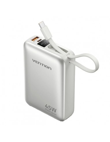 Vention Mini Powerbank de 20000mAh - Potencia de Salida hasta 45W - Cable USB-C Integrado - Power Delivery - USB-A - Color