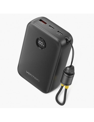 Vention Powerbank de 20000mAh - Potencia de Salida hasta 22.5W - USB-A - USB-C - Pantalla LED - Cable USB-C de 17cm - Apto