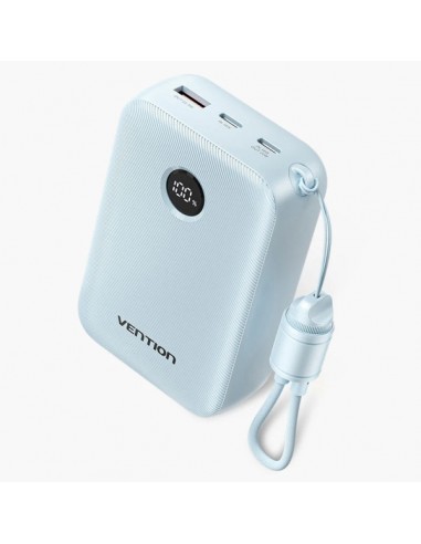 Vention Powerbank de 20000mAh - Potencia de Salida hasta 22.5W - USB-A - USB-C - Pantalla LED - Cable USB-C de 17cm - Apto