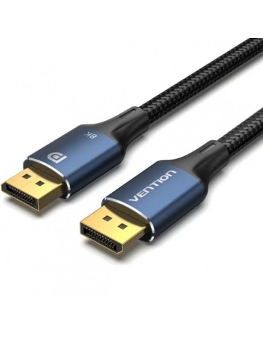 Vention Cable Displayport 1.4 8K - Longitud 2m - Trenzado de Nailon - Conectores Chapados en Oro - Color Azul
