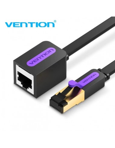 Vention Cable Extensor de Red Cat.7- Longitud 1.5m - Velocidad hasta 10Gbps - 30AWG - Conectores Chapados en Oro - Color Negro