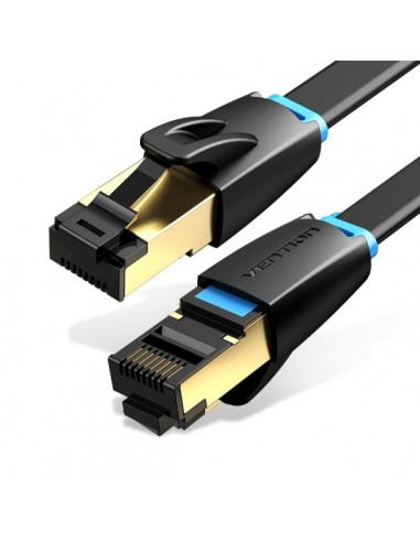 Vention Cable de Red Cat.8 UTP - Longitud 5m - Velocidad hasta 40Gbps - 30AWG - Conectores Chapados en Oro - Color Negro
