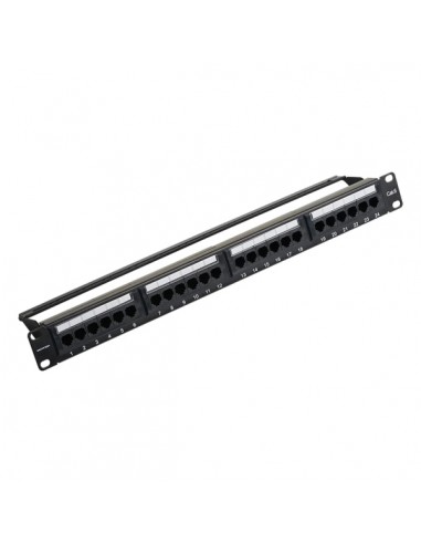 Vention Patch Panel de 24 Puertos RJ45 - Cat.6 UTP - Terminales Chapados en Oro - Compatible con Rack 19" 1U - Acero y ABS -