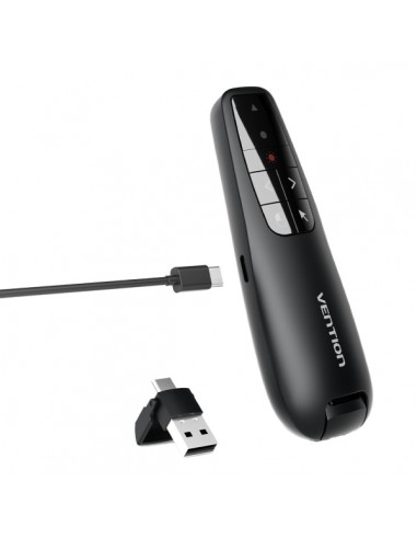 Vention Presentador Inalambrico - Puntero Laser Rojo - Bateria 200mAh - Cable USB-C Incluido - Alcance hasta 50m - Control de