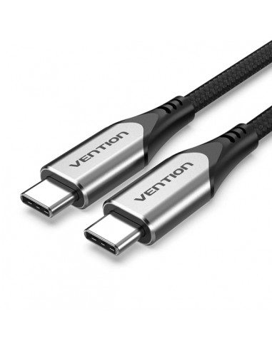 Vention Cable USB-C 3.1 - Potencia hasta 60W - Longitud 1m - Velocidad hasta 5Gbps - Chaqueta Trenzada de Algodon - Color Gris