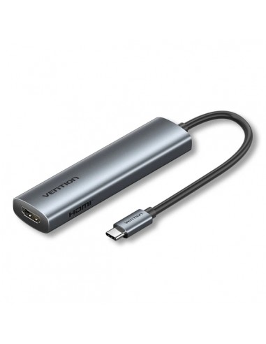 Vention Estacion de Docking 4 en 1 - 100W - Cable USB-C de 15cm Integrado - HDMI 4K - USB-C - 2xUSB-A - Power Delivery -