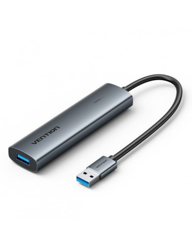 Vention Hub USB 5 en 1 - 3xUSB-A - 2xUSB-C - Cable USB-A de 15cm - Indicador LED - Velocidad hasta 5Gbps - Color Gris