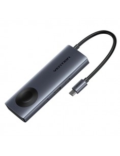 Vention Estacion de Docking 6 en 1 - 100W - Cable USB-C de 15cm Integrado - HDMI 4K - 2xUSB-C - 2xUSB-A - Power Delivery -