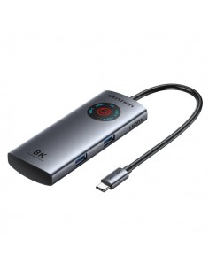 Vention Estacion de Docking 5 en 1 - 100W - Cable USB-C de 15cm Integrado - Pantalla LED - 2xUSB-C - 2xUSB-A - HDMI 8K -