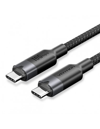 Vention Cable USB-C 3.2 - Potencia hasta 100W - Transmision 4K a 60 Hz - Longitud 0.5m - Recubrimiento de Nailon Trenzado -