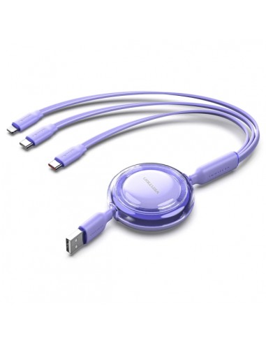 Vention Cable USB Multiple - Longitud Ajustable hasta 1.1m - Retractil - USB-A - 2xUSB-C - Lightning - Velocidad hasta