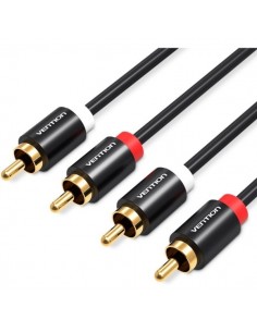 Vention Cable de Audio Estereo - Longitud 2m - 4xRCA Macho - Aluminio - PVC - 29 AWG - Color Negro