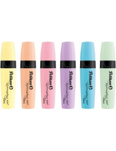 Pelikan Textmarker 490 Pack de 6 Marcadores Fluorescentes Pastel - Ergonomico - No Traspasa el Papel - Colores Surtidos