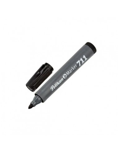 Pelikan 711F Rotulador Permanente - Punta de Fibra Redonda Gruesa - Secado Rapido - Resistente al Agua - Color Negro