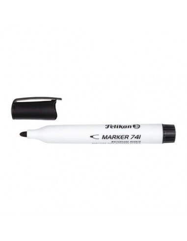 Pelikan 741F Rotulador para Pizarra Blanca - Punta de 2mm - Capuchon Antisecado - Borrable en Seco - Color Negro
