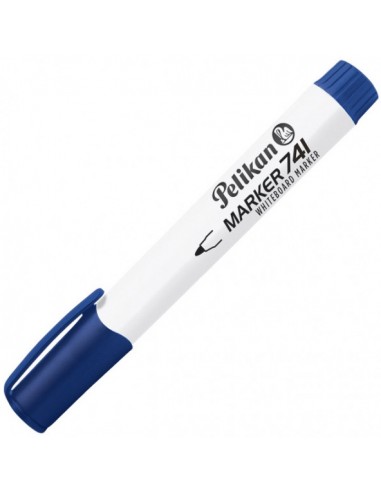 Pelikan 741F Rotulador para Pizarra Blanca - Punta de 2mm - Capuchon Antisecado - Borrable en Seco - Color Azul