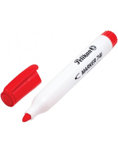 Pelikan 741F Rotulador para Pizarra Blanca - Punta de 2mm - Capuchon Antisecado - Borrable en Seco - Color Rojo