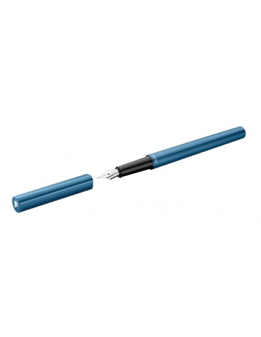 Pelikan Ineo Pluma Estilografica - Punta M - Caja Metalica - Aluminio Anodizado Satinado - Forma de Gota Antivuelco - Incluye