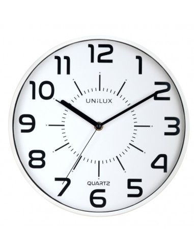 Unilux Unilux Pop Reloj de Pared - Pila Incluida - Numeros Grandes - Mecanismo Silencioso de Cuarzo - Color Blanco
