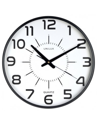 Unilux Unilux Maxi Pop Reloj de Pared - Pila Incluida - Numeros Grandes - Mecanismo Silencioso de Cuarzo - Color Negro