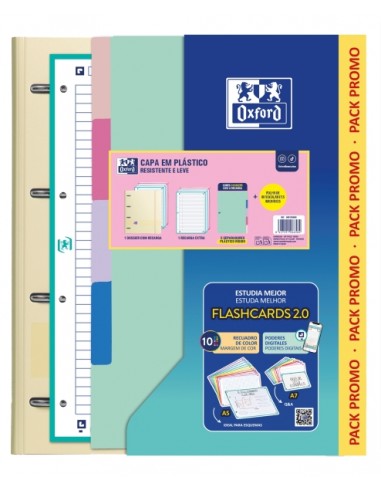 Oxford Live and Go Pack Escolar con Carpeta de Anillas A4 Plus - Recambio Pautado de 80 Hojas - Separadores de Plastico