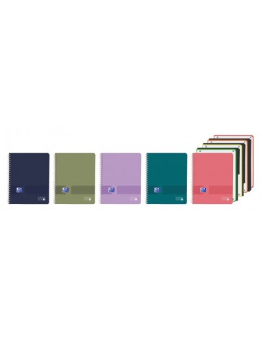 Oxford Live and Go Cuaderno de Espiral - Formato A4-- 120 Hojas - Cuadricula 5x5mm - Tapa de Plastico - Anti Traspaso de