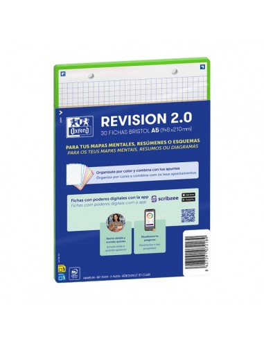 Oxford Pack de 30 Fichas de Pregunta Respuesta - Formato A5 - Cuadricula 5x5mm - Cartulina de 250g - Digitalizacion de Textos