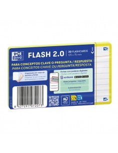 Oxford Pack de 30 Fichas de Pregunta Respuesta - Formato A7 - Rayado Horizontal 1 Linea - Cartulina de 250g - Digitalizacion