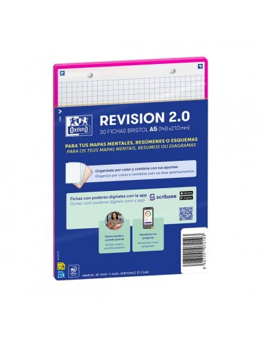 Oxford Pack de 30 Fichas de Pregunta Respuesta - Formato A5 - Cuadricula 5x5mm - Cartulina de 250g - Digitalizacion de Textos