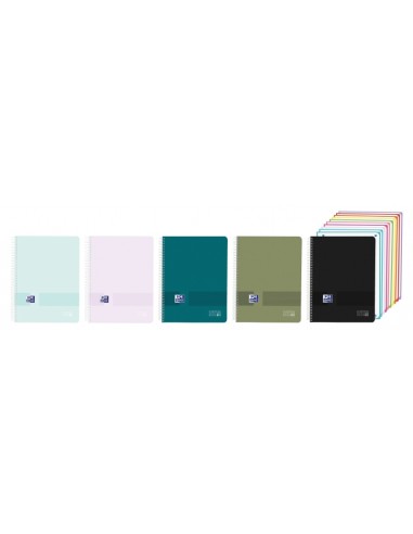 Oxford Live and Go Cuaderno de Espiral - Formato A4-- 200 Hojas - Cuadricula 5x5mm - Tapa de Plastico - Anti Traspaso de
