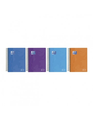 Oxford School Agenda Escolar con Espiral - Euskera - Tapa de Plastico - Formato Octavo - Dia Pagina - Colores Surtidos