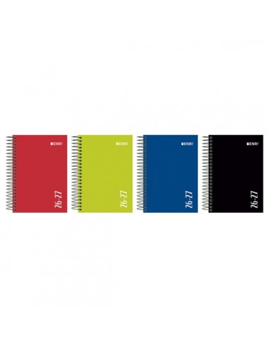 Enri Agenda Escolar con Espiral - Castellano - Tapa Extradura - Formato Cuartilla - Dia Pagina - Acabado Brillante - Colores