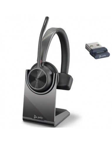 HP Poly Voyager 4310 Auricular Monoaural con Microfono con Base de Carga - Bluetooth 5.2 - Dongle USB-A - Color Negro