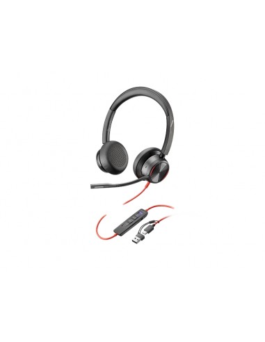 HP Poly Blackwire 8225 Auriculares con Microfono - Cancelacion de Ruido - USB-C A --ANC Hibrida Avanzada - Controles en Cable
