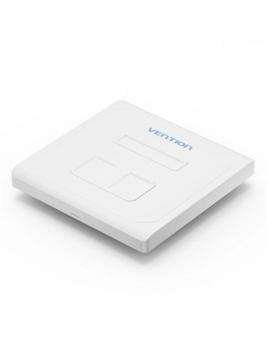 Vention Placa de Pared de 2 Toma RJ45 - Compatible con Cajas de Empotrar Tipo 86 - ABS Resistente al Envejecimiento -