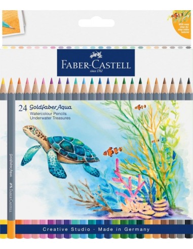 Faber-Castell Tropical Escapes Pack con 24 Lapices de Colores Acuarelables Goldfaber - Mina de 3 3mm - Aplicacion Suave -