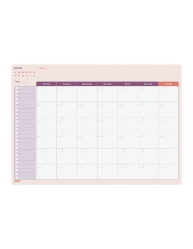 Finocam Bari Planificador sin Fechar - Internacional - Mes Vista - Formato A4 - 297x210mm - Papel de 90g m2 - 60 Hojas