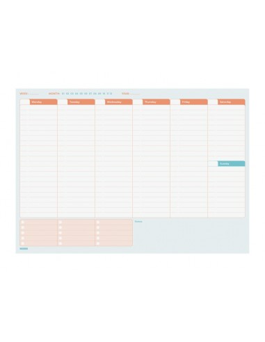 Finocam Bari Planificador sin Fechar - Internacional - Semana Vista Vertical - Formato A4 - 297x210mm - Papel de 90g m2 - 60