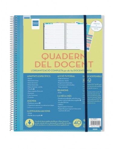 Finocam Organizacion Agenda sin Fechar en Catalan para Docentes - Semana Vista - 230x310mm - Tapas de Polipropileno - Papel