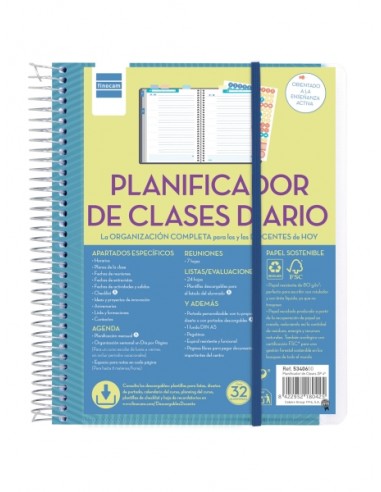 Finocam Organizacion Planificador de Clases sin Fechar para Docentes - 1 Dia por Pagina - Formato 4Â-- 155x212mm - Tapas